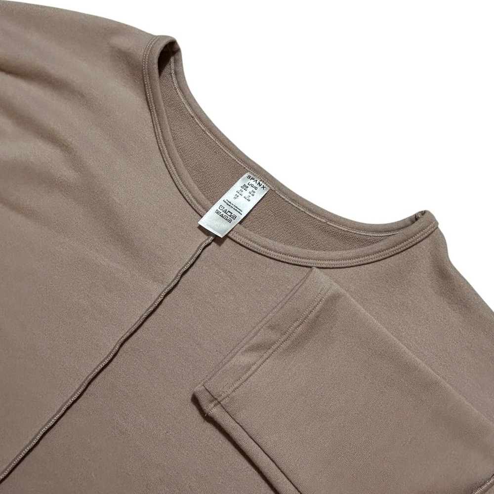 Spanx AirEssentials PLT Dolman Sweatshirt Oat Beige Crew Neck 50171R Large NWT